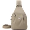 Generic Mini zaino da donna 3 in 1, con cerniera, in tessuto Oxford antifurto, leggero, morbido, convertibile, per viaggi e uso quotidiano, cachi, taglia unica, Zaino da viaggio