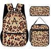 Amabery Set di 3 zaini con stampa leopardata personalizzata, zaino per computer portatile di grande capacità, per adulti, lavoro e viaggio, Leopardo 03, standard, Casual