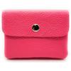Lemasi Mini portafoglio in pelle, made in Italy, vera pelle bovina, compatto, 11 x 8,5 cm, leggero 50 g, 3 scomparti, bottone automatico, per uomo e donna, portamonete, rosa neon, S, Minimalista