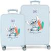 Disney Joumma Stitch From Hawaii Set di Bagagli Blu 55/65 cm Rigido 6 kg Lucchetto a Combinazione Laterale ABS 6 kg 91L Bagaglio a Mano