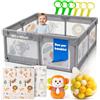 Baubli Parco giochi per bambini + tappetino per bambini + 60 palline + impugnature + borse per il trasporto - box bebè con rete traspirante - parco giochi bebè - Playpen Bebe (150 x 180 cm)