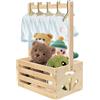 GAOUTO Regalo per baby shower con manico, cestino portaoggetti per bambini con 5 grucce per bambini, cestino regalo in legno, cestino per neonati per donne incinte nuovi genitori, ideale per pannolini