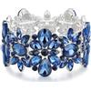 EVER FAITH Bracciale di cristallo ovale a forma di pera, strass di cristallo, fiore grappolo, bracciale elastico, gioiello per donna, sposa, matrimonio e festa, Mittelgroße, Cristallo, Senza Gemstone