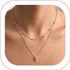 FindChic Collana Donna Croce, Oro Rosa Acciaio Inossidabile Regolabile Catena