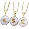 LODMLOER Collana Iniziale Collana Con Lettera Di Perle Collana Con Ciondolo Di Perle Naturali In Stile Barocco Con Collana Con Lettera Di Strass Colorati Collana Elegante Con Gioielli Di Perle Alla M