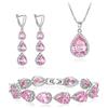 Clearine Set di Gioielli da Sposa per Le Donne Damigella d'Onore, Argento Placcato Goccia Zirconia cubica Collana Lunga Dangle Orecchini Bracciale per Partito