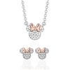 Disney Set Collana e Orecchini Minnie Mouse, in Ottone con Zirconi Bianchi, per Donna, Pronto da Regalare, Gioielli Ufficiali
