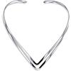 Bling Jewelry Collana girocollo semplice di base a doppia forma a V geometrica dichiarazione per donna in argento sterling .925