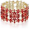 EVER FAITH Bracciale elasticizzato da donna, con strass e cristalli floreali, elastico regolabile, per matrimoni, balli e feste, Cristallo