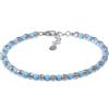 Youjoy Bracciale in 925 Rodiato Con Perle in Vetro Giapponese, Gioiello Artigianale Idea Regalo San Valentino, 17 Ext, Unisex, Azzurro, Argento, 3 Cm, M
