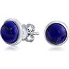 Bling Jewelry Orecchini a bottone rotondi a cupola con castone in lapislazzuli sintetico blu semplice per donna in argento sterling .925