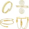 YANJINGHE 4 Pezzi Bracciale Oro Donna, Bracciale da Braccio Superiore Regolabile, Bracciali Dorati per la Parte Superiore del Braccio, Braccialetto Avvolgente per Braccio, per Donne E Ragazze (A)
