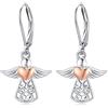 OHAYOO Orecchini a cerchio con angelo custode, in argento Sterling 925, con chiusura a monachella e stella, regalo per donne, Argento