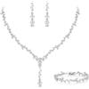 EVER FAITH Set di gioielli da donna per feste e sposa, elegante foglia di marquise, con zirconi a Y, collana e orecchini per matrimoni, banchetti e feste