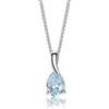 MIORE-Collana Donna con Acquamarina Naturale. Ciondolo Oro Bianco 9KT 375-Catena Cm. 45 in Oro Argento 925 - Gioiello Anallergico.