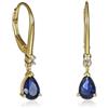 Diamond Treats Orecchini Pendenti Donna Argento 925 Placcato Oro Blu Scuro Goccia 6x8 mm con Zirconia Cubica e Monachella