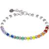 Youjoy Bracciale Argento 925 con Perline in Vetro Arcobaleno e Bianco, Medium