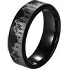 JewelryWe Anello in Tungsteno Promessa da Uomo Donna: Meteorite Imitato 8MM Anello da Unisex per Matrimonio Fidanzamento Natale Colore Nero