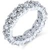 Bling Jewelry Anello Eternity di Anniversario con Zirconi Cubici AAA CZ Alternati Rotondi e Baguette a Fiore per Donna in Argento Sterling .925