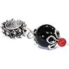 La Filigrana delle Sorelle Manunta CHARM/CIONDOLO Su Coccu, Argento Brunito, Sfera in ONICE Nero da 8mm+Corallo, Filigrana Sarda