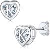 Supcare Cuore Orecchini Donna Argento 925, K Lettera Inizaile Orecchini Piccoli Donna, Tennis Orecchini Brillantini con Zirconi, Idee Regalo per Mamma Bambina