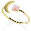 namana Anello Opale da Donna. Raffinato Anello Color Oro con Finitura Lucida con Motivo a Mezzaluna con Opale Blu o Rosa. Anelli Regolabili per Donna Placcato in Oro 14 kt