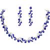 EVER FAITH Set di bigiotteria Marquise Cristalli Art Deco Foglia Cluster Collana Orecchini Pendenti Blu Argento-Fondo
