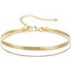 FOCALOOK Cavigliera Donna Argento/Oro/Nero Acciaio Inox, Catena a Strati Perla/Serpente/Maglietta, Gioielli Estate