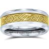 Bling Jewelry Personalizza anello nuziale in titanio per coppie con nodo celtico a due toni e intarsio in fibra di carbonio, per uomo e donna, vestibilità comoda, larghezza 8MM, disponibile in blu, nero, oro,