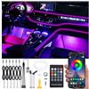 QAUBEN Auto illuminazione ambiente fibra ottica 64 colori musica suono attivo con telecomando RF + APP controllo auto kit di illuminazione dell'atmosfera decorativa DC 12V 1W 8m