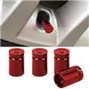 JNNJ 4 Pezzi Tappi Valvola Pneumatici, Cappucci per Stelo Valvola in Alluminio, Valvola Stem Caps Bullet Shell Style, Auto Ruota Cappuccio Antipolvere Universali per Moto Bicycle Camion(Rosso)