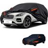 generico Telo copriauto esterni Compatibile con Jaguar E-Pace 2017-2025,antivento,antipioggia,antineve,antisole impermeabile,protezione per tutte le stagioni (black orange)