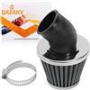 QAZAKY Filtro dell'aria da 35 mm, angolato a 45 gradi, compatibile con motore a 2 tempi da 50 cc, 70 cc, 90 cc, 110 cc, 125 cc, a 2 tempi, per moto, ATV, quad, scooter, gokart, ciclomotore, chopper,