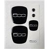 Adesivi Compulsivi Adesivo Compatibile 500 Anteriore, Posteriore + Volante + 2 Stemmi per Portachiavi. per Cofano e Baule. Adesivi resinati, Effetto 3D. Fregi Colore: Nero-Bianco