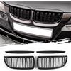 AggAuto Griglia radiatore nera lucida per BMW Serie 3 E90/E91 2005-2008 | 6 barre doppie, sopracciglia fari anteriori, ABS resistente, adatta a E90 E91
