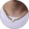 Esmoly Collana Uomo Argento Oro Nero Collana con Lettere A-Z 18+2 Inches 316L Acciaio Inossidabile 6.5mm Cuban Chain Regalo Uomo (Oro X)