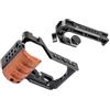 Generico Compatibile con la cornice della fotocamera Sony ZV-E10 con impugnatura in legno, supporto for slitta fredda for stabilizzatore, luce, microfono e treppiede(AB)