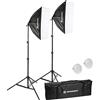 BRESSER BR-225B - Set di luci diurne a LED | 2 lampade LED da 50 W, 5500 K, CRI oltre 85, diffusori, stativi fino a 180 cm, borsa, ritratto, prodotto e video