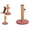 Flamingo Tiragraffi per gatti - Albero tiragraffi Riba rosa antico - Corda in juta - Base imbottita - Gioco con piume - 38,5 x 38,5 x 60 cm