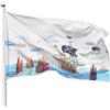 PHENO FLAGS Bandiera pirata per bambini 60x90 cm - simpatico motivo barca pirata con elefante, orso, coniglio e dinosauro - bandiera per avventure pirata per la cameretta dei bambini e torri di gioco