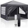 Bonnlo Gazebo da Giardino Pieghevole 3x3 Impermeabile con 4 Pareti Laterali | Tenda, Tenda da Ombra, Tendone da Giardino Esterno con Zip per Feste ed Eventi, Borsa da Trasporto Inclusa, Grigio Scuro