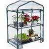 Baroni Home Serra da Giardino con Copertura in PVC Trasparente, Telaio in Acciaio Resistente, Porta Avvolgibile con Cerniera, Protezione da Pioggia, Vento e Uccelli (2 Ripiani)
