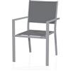 VERDELOOK Sedia con braccioli in alluminio "linea sardegna" grigio 57x58xh87cm