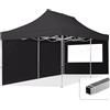 TOOLPORT Gazebo Pieghevole Giardino 3x6m - 2 Laterali Alluminio Telo Idrorepellente Padiglione Mercati Sagre Nero