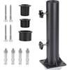 efuturetime Supporto per Ombrellone 57 mm Porta Ombrellone a Tubo Regolabile con 3 Anelli di Riduzione in PVC (32/40/50 mm), Base Ombrellone con 8 Chiodi in Acciaio