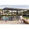 Cazeboo Pergola bioclimatica autoportante AGOSTA 5x3m motorizzata con illuminazione a LED, altezza 250cm - Alluminio grigio