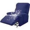 Highdi Copripoltrona Relax Reclinabile Completo Fodera per Poltrona Elasticizzato con Tasche, Impermeabile Tinta Unita Coprisedile Poltrona Antiscivolo Copripoltrona (Blu Navy,1 Posto)