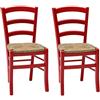 KONTE.DESIGN Set di 2 sedie CENISIA in legno, Rosso, 42 x 43x 88 cm