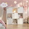 [en.casa] Scaffale per Cameretta a 9 Cubi Mobile Contenitore per Bambini con 5 Scomparti Chiusi da Ante e 4 Vani Aperti Libreria per Soggiorno Ingresso 90 x 90 x 30 cm - Bianco