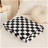 Highdi Coperta Pile per Letto Singolo Matrimoniale, Scacchiera Copriletto Invernale Coperta Divano Soffice e Calda Plaid Pile Coperta per Bambini Adulti (100x150cm,Nero)